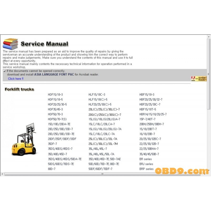 Hyundai Forklift Trucks Service Manuals