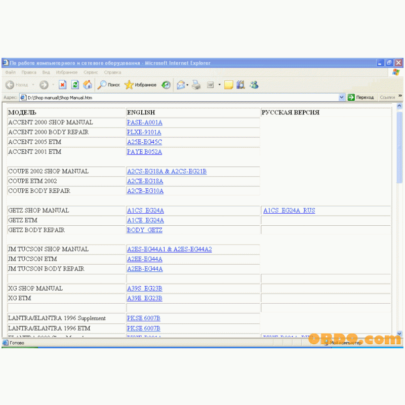 Hyundai Service Manuals 1997-2005