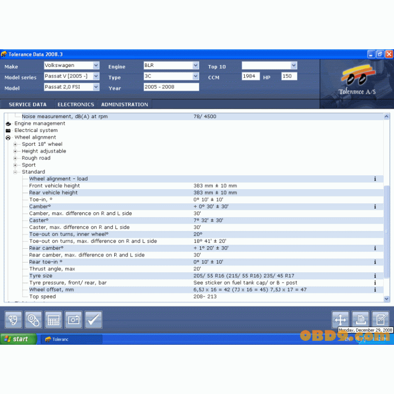 Tolerance Data 2009 CARS & TRUCKS