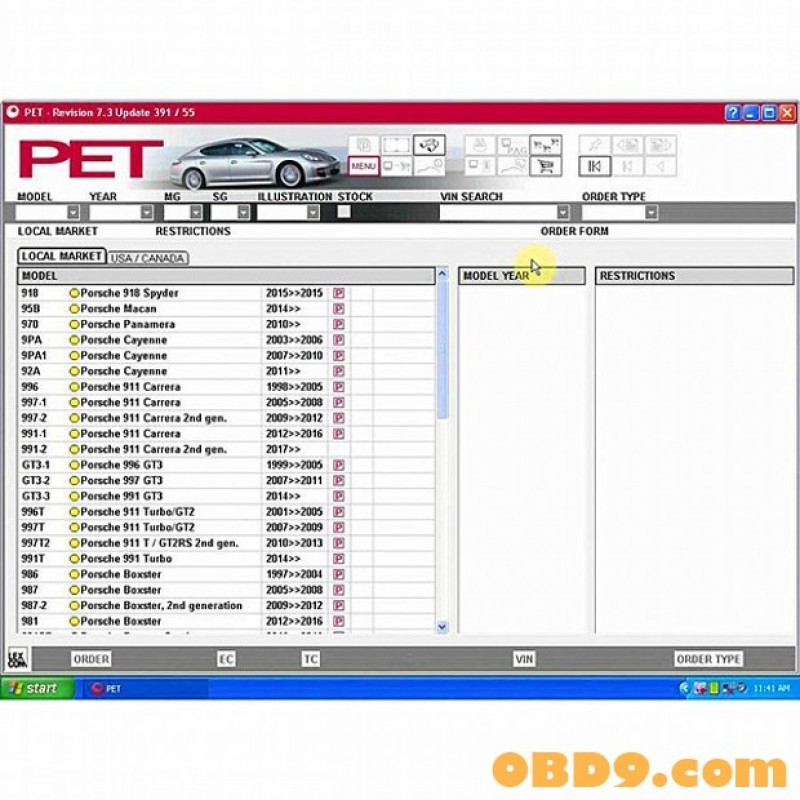 V2016.5 Spare Parts Catalog for Porsche Cars PET 7.3